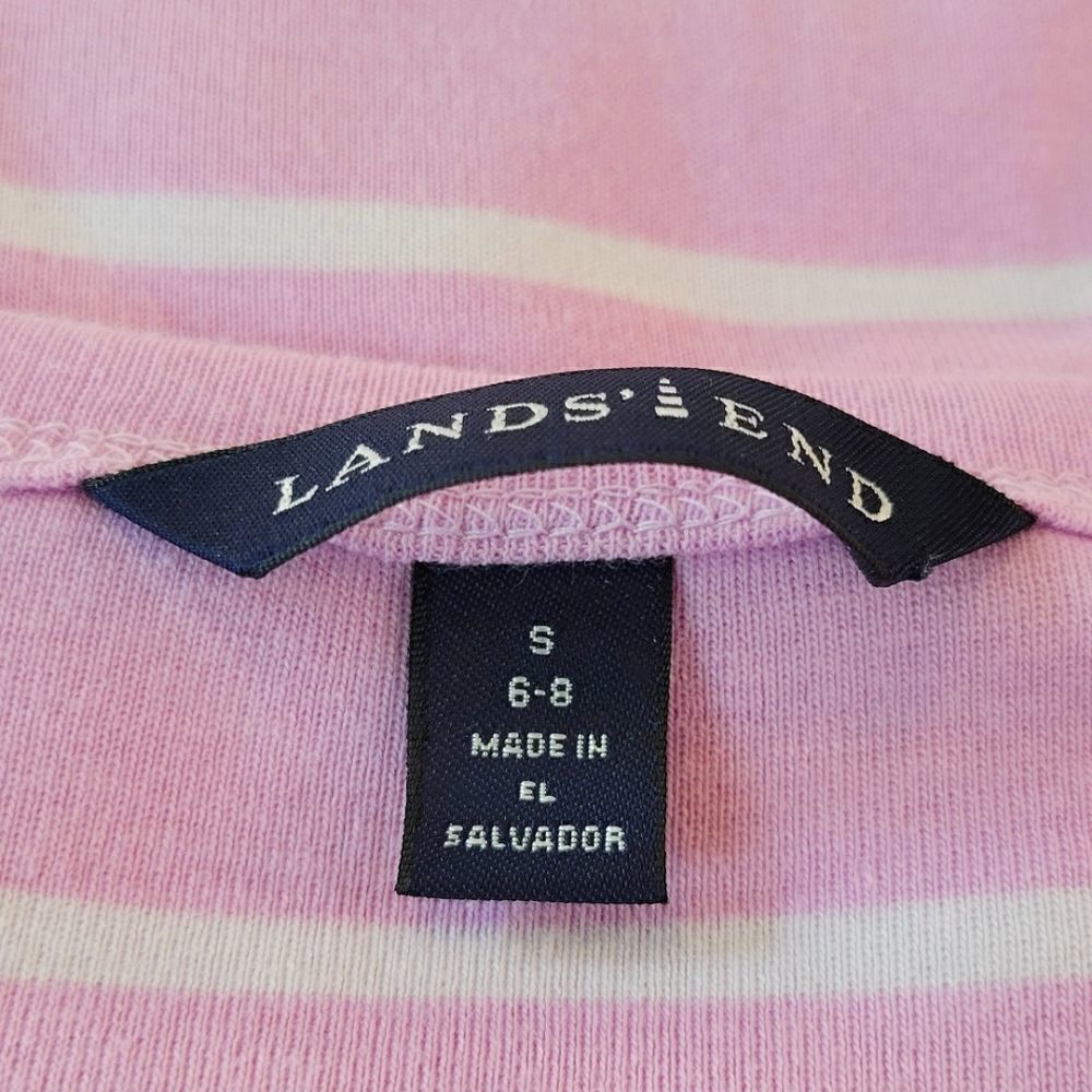 Lands' End Purple Striped V-neck Short Sleeve 100% Cotton T-shirt Size S - Picture 7 of 8